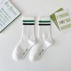 Female Spring and Autumn Letter Stripe Embroidered Green Street Sports Academy Wind Tube Socks