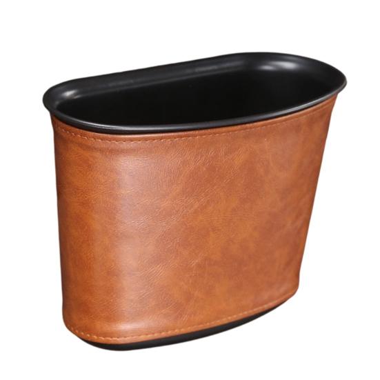Car Trash Can for Vehicle Faux Leather Hanging Door Storage Bag for Garbage Waterproof Organizer Pouch for Car Interior
