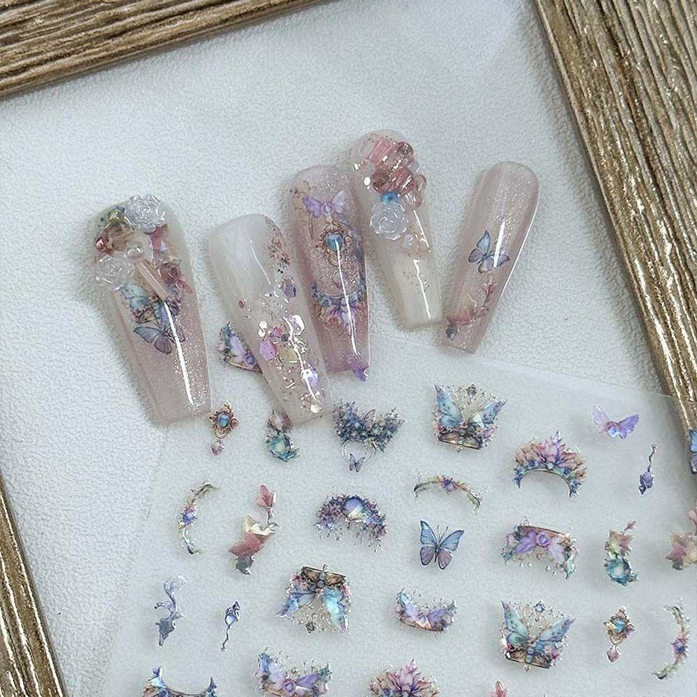 

Manicure Ornaments Bronzing English Letters Nail Decals Laser Heart Nail Decorations Lady