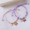 Brățări Boeme cu Fluturi și Flori Pentru Femei Fete Handmade Mărgele Violet Albastru Roz Lanț din Frânghie Împletită Brățări Cadou BFF