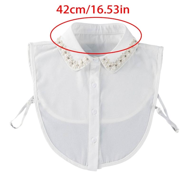 Jeweled Half Shirt False Collar Beaded Rhinestones Spread Lapel Pearls Art Collar Sweet Shawl False Decorative Shawl