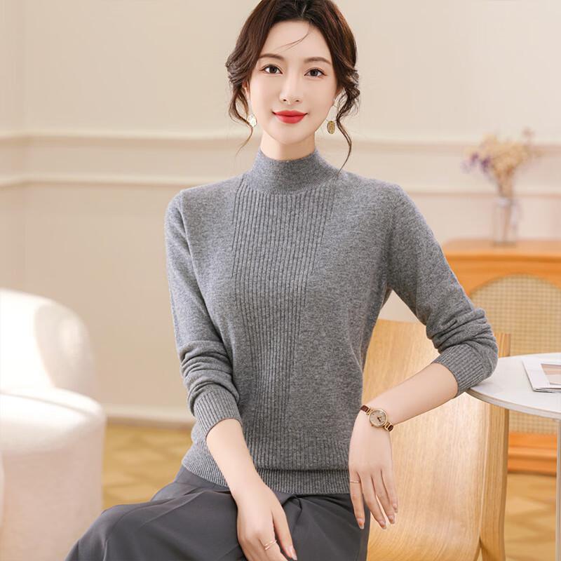 Hengyuanxiang Damen 100% Wolle Slim Fit Strickpullover