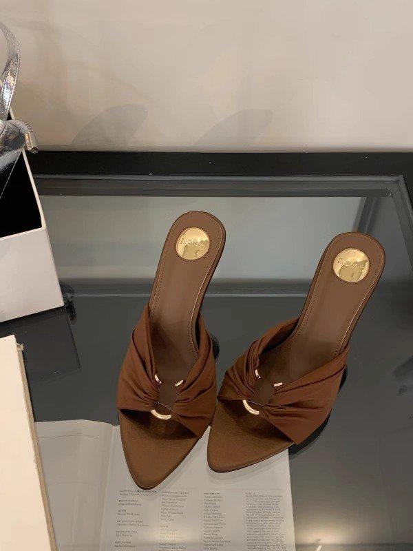 

[Youshilai] 2025 summer fashion open-toed imperial sister fan pointed sandals European and American temperament metal buckle high heels 40 хаки