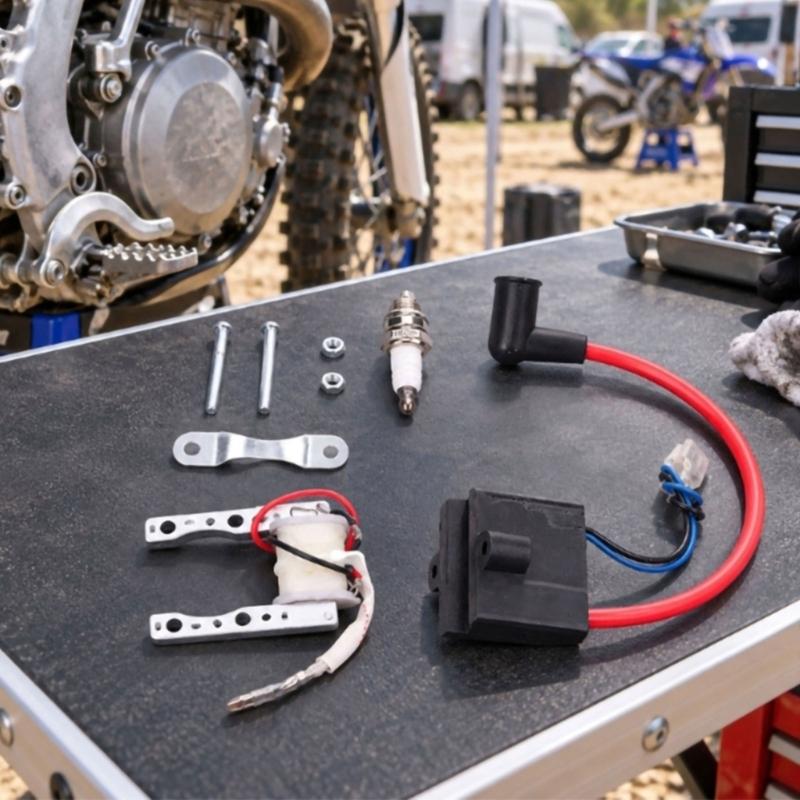 49Cc 60Cc 80Cc Motorcycle Ignition Coil Assembly with Wire Terminal Connections for Comparing the Existing Part Before Ignition Repair or Replacement