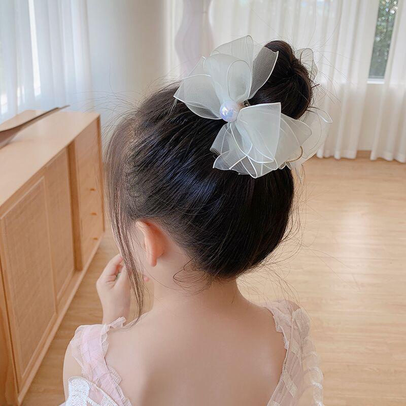 

Заколка-краб для хвостика в корейском стиле с жемчугом и сетчатым бантом - Сказочный милый пучок, аксессуар для волос для детей и женщин