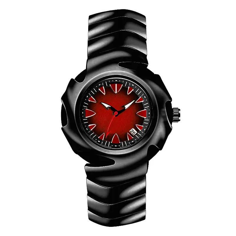 

Мужские часы Аутентичные Легкая Роскошь Оригинальные Alien Blade Стальной Ремешок Черный Красный Контраст Креативные Мужские Модные Кварцевые Часы Подарок