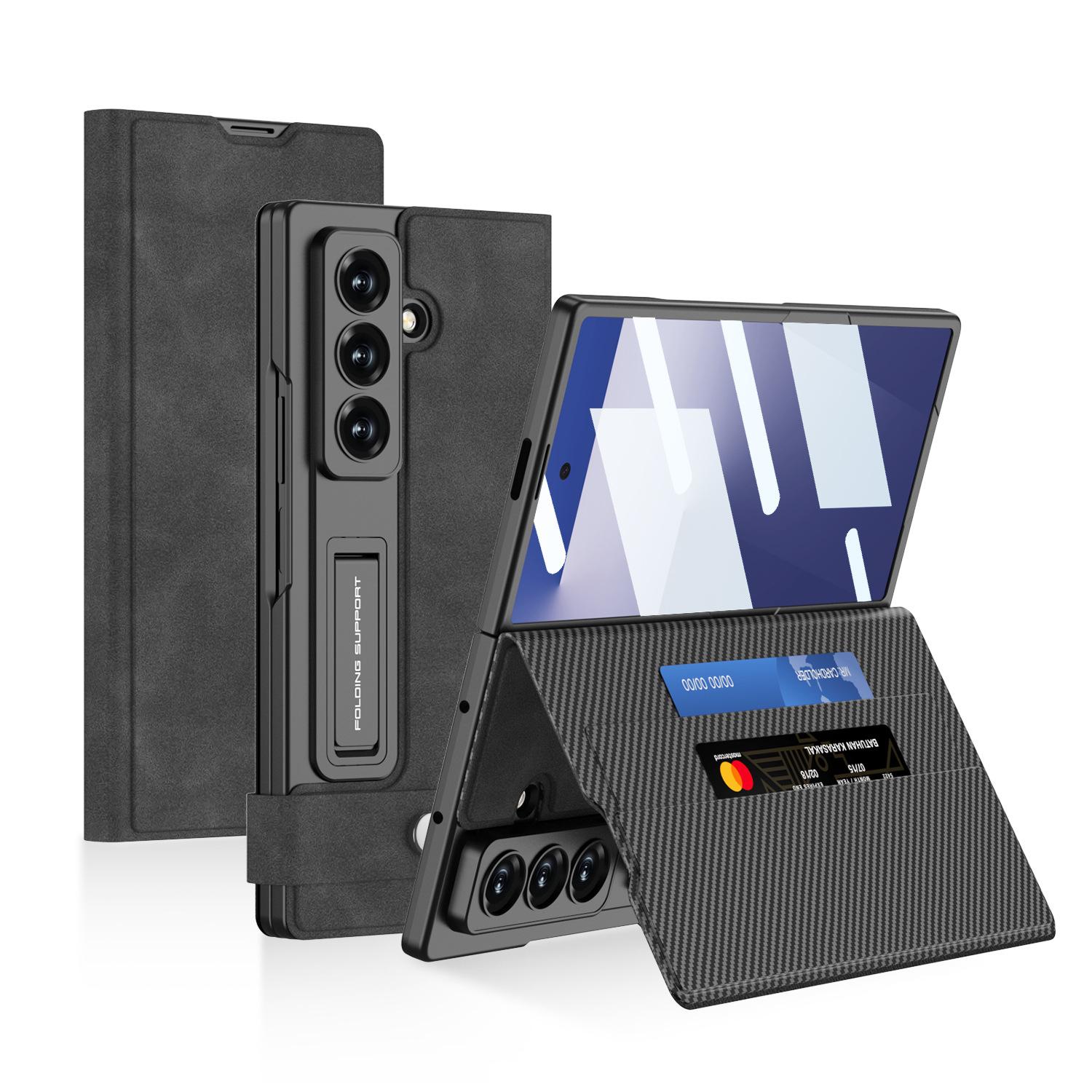 

Подходит для Samsung Z Fold7 Складной Чехол для Мобильного Телефона Карта Флип Кошелек Кожаный Чехол Простой Ветер Подставка Слот для Ручки SM-Fold7