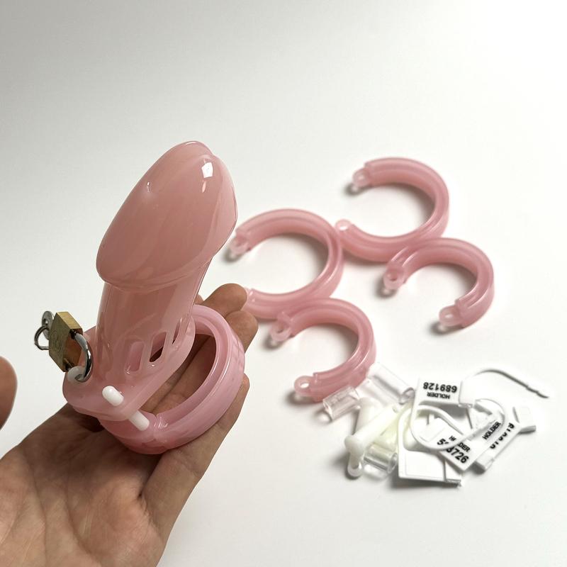 Plastic Urethra Chastity Lock with 5 Snap Ring Penis Bondage Adult Men's Chastity Cage Cock Restriction BDSM Abstainer Sextoys