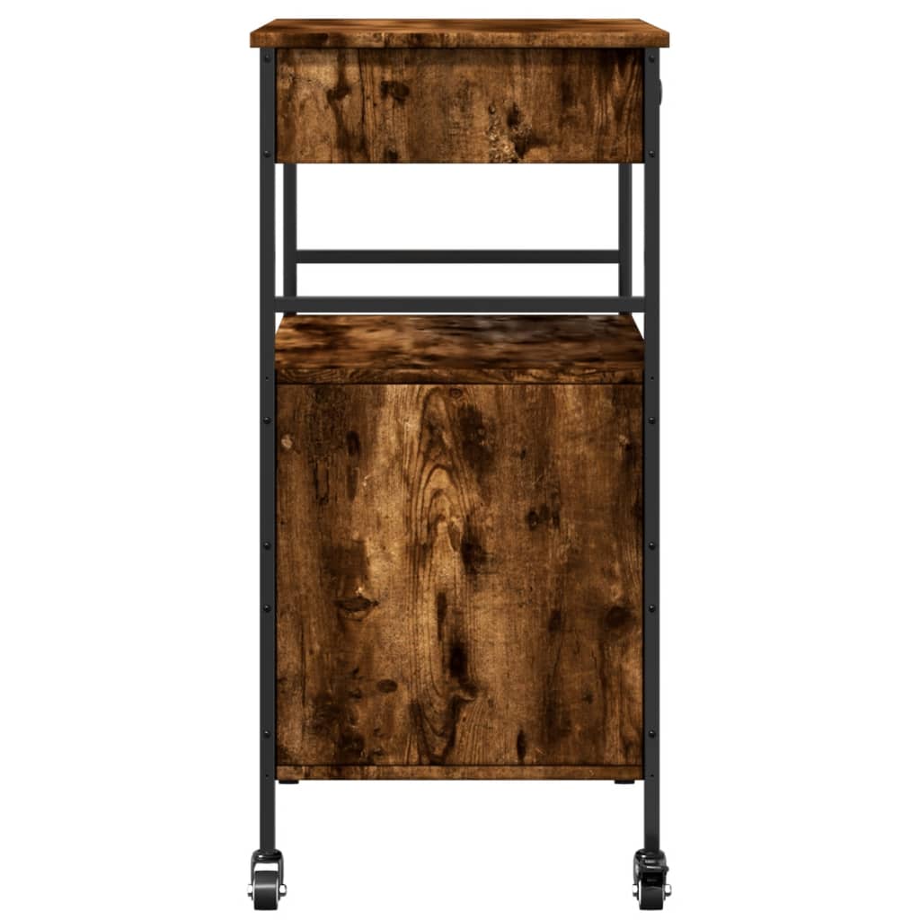 Kitchen Trolley Smoked Oak Finish 56 x 43 x 89.5 cm Engineered Wood