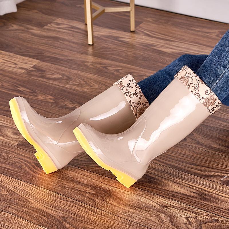 Fashion long rain boots women's non-slip high water shoes pvc women's rain shoes high-top women's soft rubber shoes