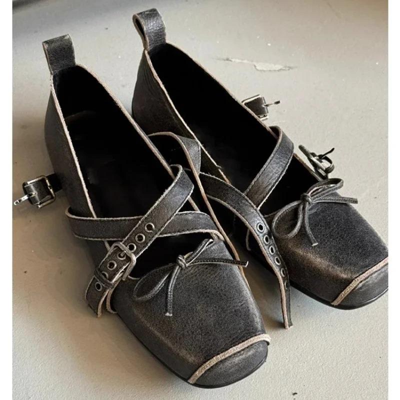 2025Women's Shoes New Spring Square Toe One-line Buckle  Buckle Decoration  Shoes Women Outdoor Daily Commute Zapatos De Mujer