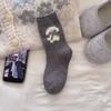 Thick Wool Socks for Autumn and Winter, Women's Button Bow Pile Socks