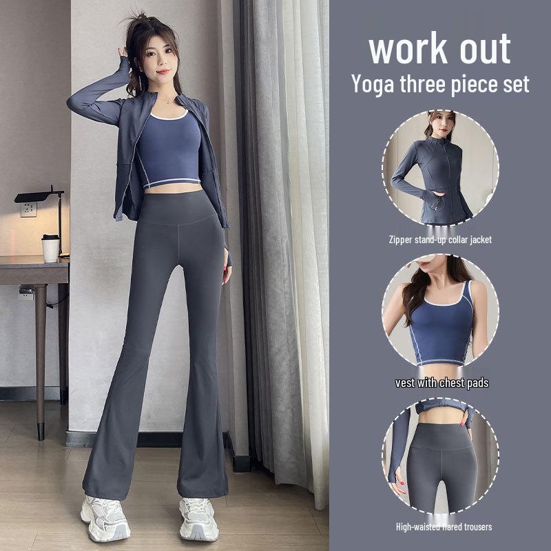 Women's 2024 High-End Yoga Suit: Advanced Pilates Fitness Jacket & Micro Flare Pants