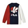 Fila CNY Bunny Collaboration Series Pattern Print V-Neck Knit Sweater Women Sweater Smoky-Blue F11W319407F-DB