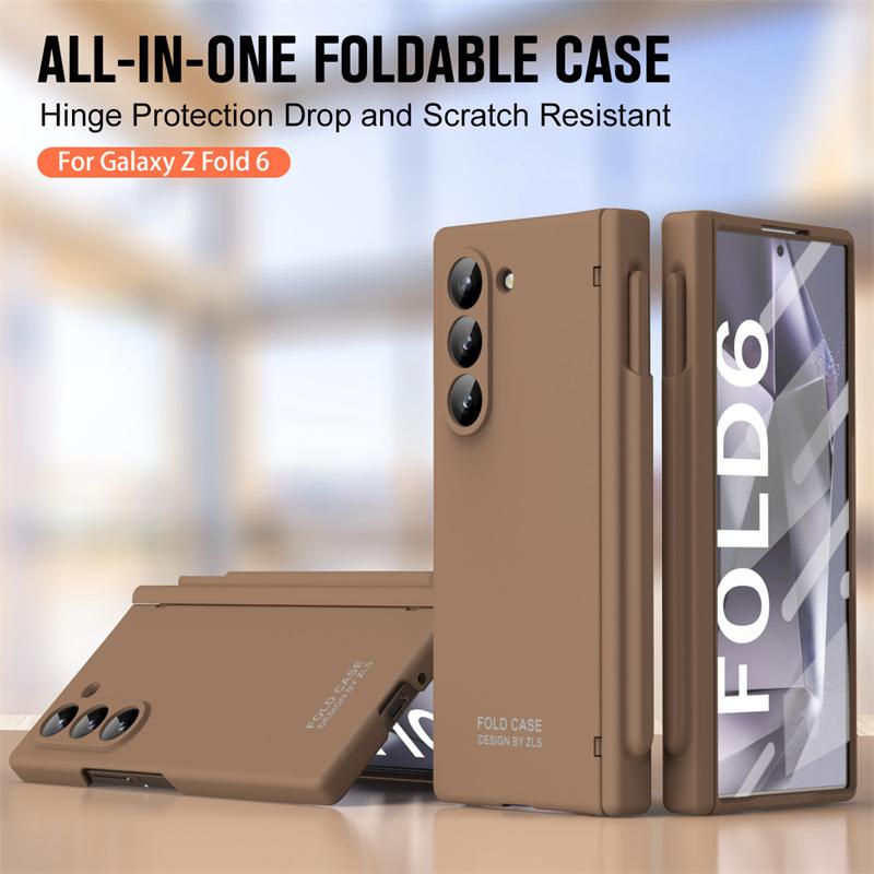 Candy Color Matte PC Hinge protection Full Body Hard case for Samsung Galaxy Z Fold 7 6 5 4 3 2 5G With Tempered Glass