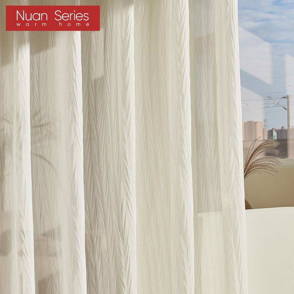 1 шт. белая морщинистая текстура прозрачная ткань модернизированная тюль оконная — фото 4