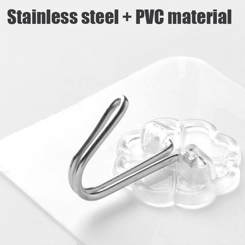 5/10/20PCS Stainless Steel Storage Hooks Kitchen Bathroom Door Wall Multi-Function Storage Hanger Self Adhesive Hook