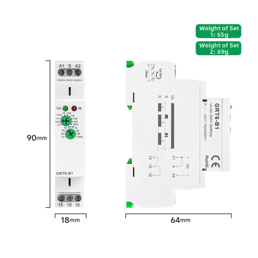 GRT6-B1 Single Function Time Relay Delay Off 0.1s-10 Days Digital DIN Rail Mount Timer For Industrial Automation Control