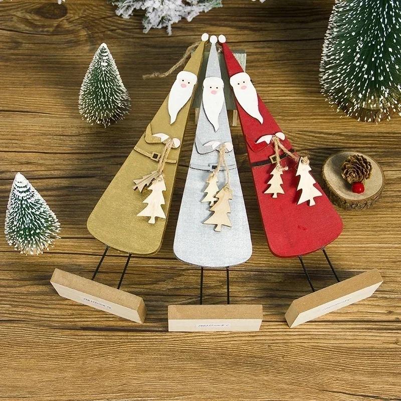Creative Wooden Santa Claus Pendants Handmade Ornaments Xmas Tree Ornaments Kid Gift Party Decoration Supplies