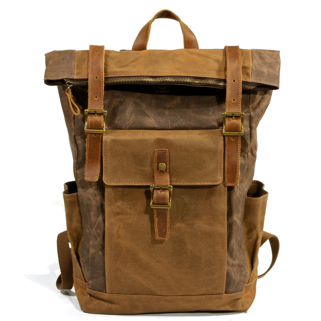 

Muchuan Waxed Canvas Backpack: Large, Casual European & American Style, Waterproof Travel Bag for Men