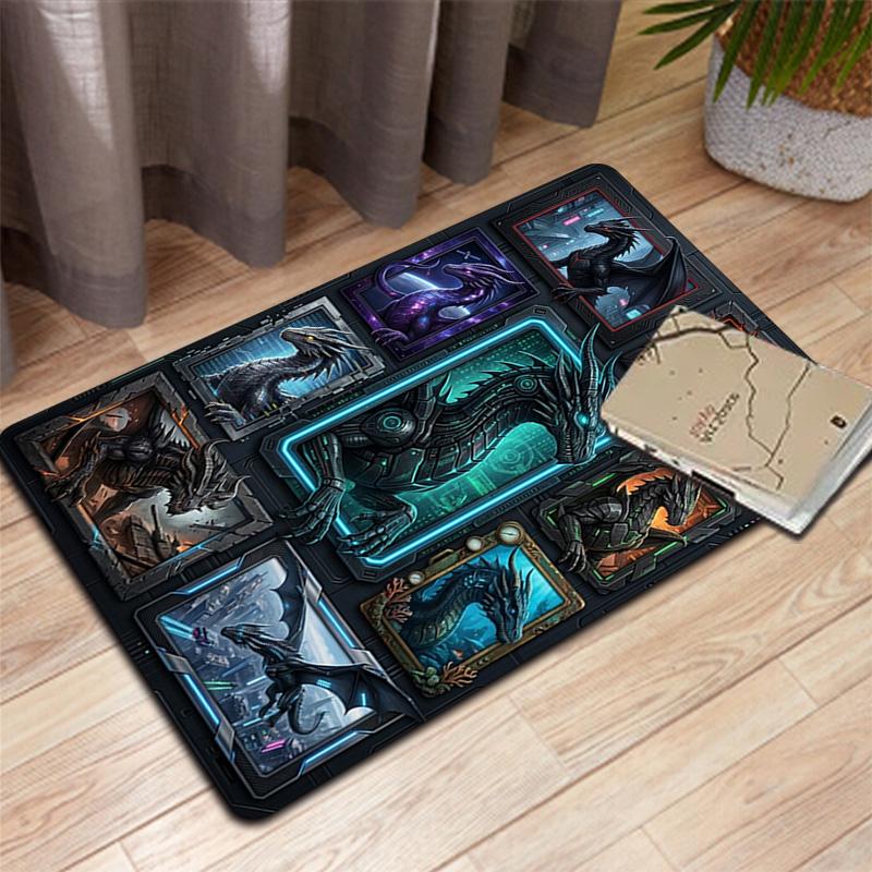 Cyberpunk Dragon Compilation Pattern Rug Floor Mat for Living Room or Bedroom Soft and Comfortable Carpet a Gift for Birthday and Holiday.