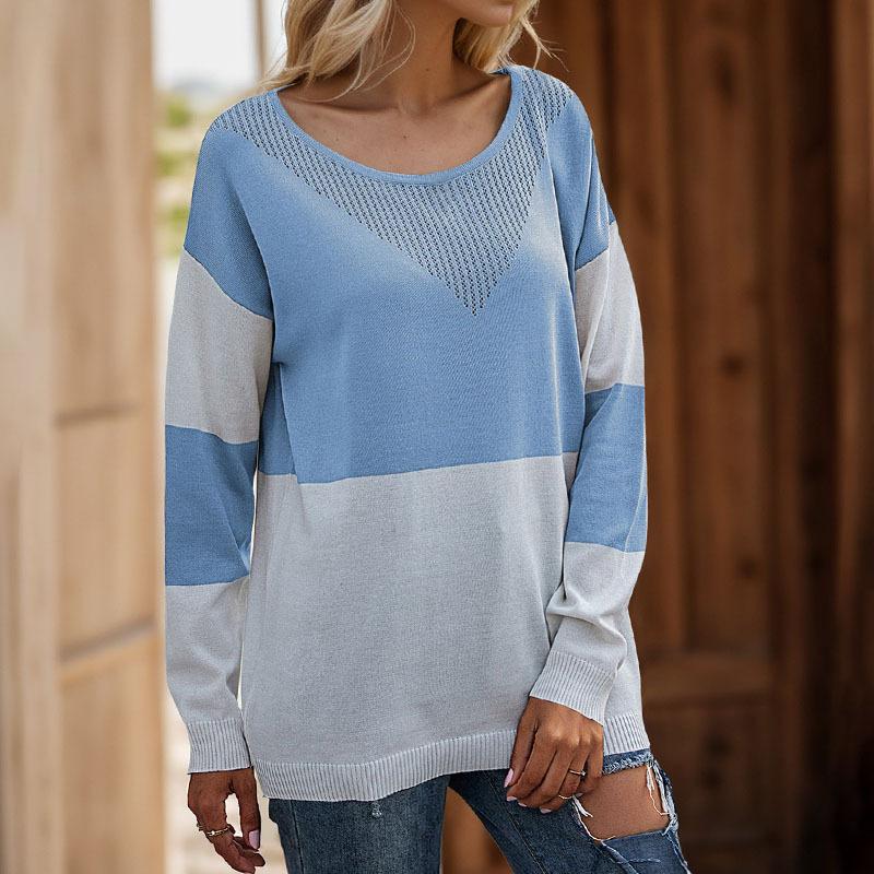 

Женская одежда Модные повседневные топы Рубашки Винтажная мода Элегантные повседневные свободные круглые воротнички Прозрачные сетчатые вязаные свитера для женщин Осень S