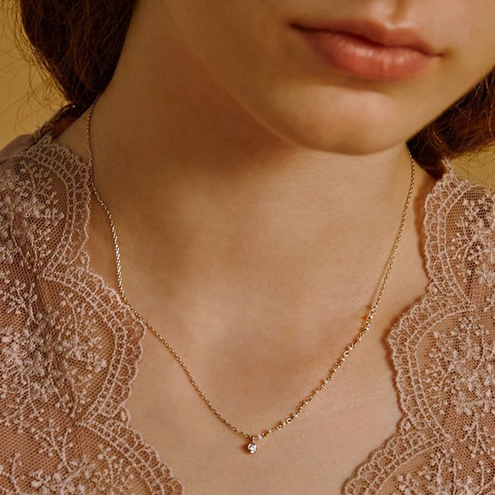 

[Hei]Crystal Unbalance Pearl Necklace