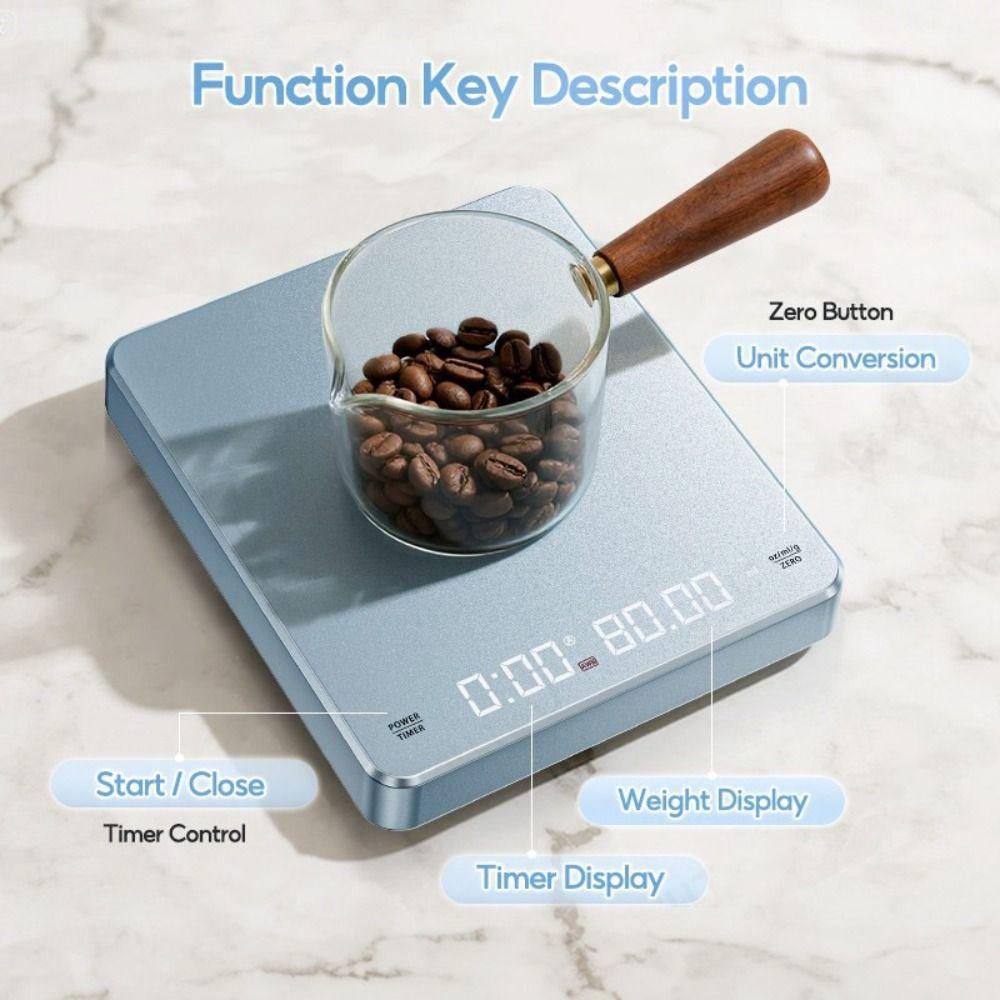 LED Screen Digital Kitchen Scale USB Rechargeable Coffee Scale High-precision Scale  Coffee Brewing