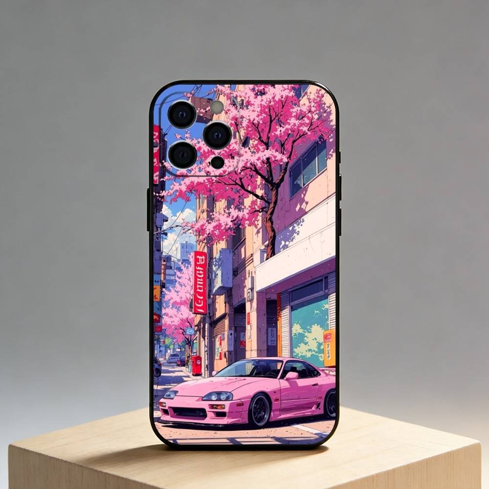 Japan Showa Era Phone Case For iPhone17,16,15,14,13,12 Plus,Max Soft Silicone Black Cover