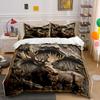 Stag In Forest Carved Design Bedding Duvet Cover Set (1*Duvet Cover 2*Pillowcases, Without Duvet Insert)