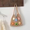Sweet Knitted Tote Bag Breathable Seaside Vacation Handbag Storage Bag Crochet Shoulder Bag  School