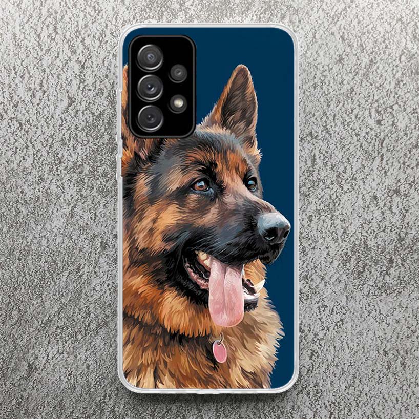 German Shepherd Dog Print Soft Case for Samsung A51 A50 A21S A70 A71 Phone Shell A31 A41 A10 A20E A30 A40 A6 A7 A8 A9 Pattern Co