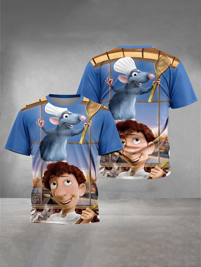 Summer Round Neck Cartoon Hotel Transylvania Pattern 3D Printed Top Fashionable Casual Short Sleeved Children's Boy T-shirts