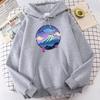 Vaporwave Mount Fuji Memorial Ukiyo E Print Men's Hooded Hip Hop Hoodies Autumn Fleece Hoodie Fashion Casual Tracksuit
