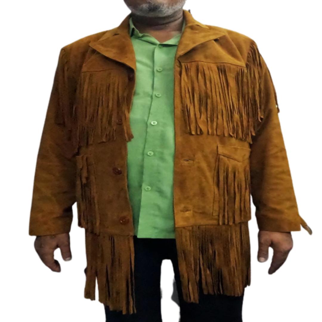 

NOORA Men s Genuine Lambskin Tan Suede Fringe Leather Jacket, Motorcycle Jacket XXL дубильна кора