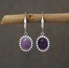 Natural amethyst earrings, retro court style sunflower zircon earrings, light luxury temperament women's earrings.