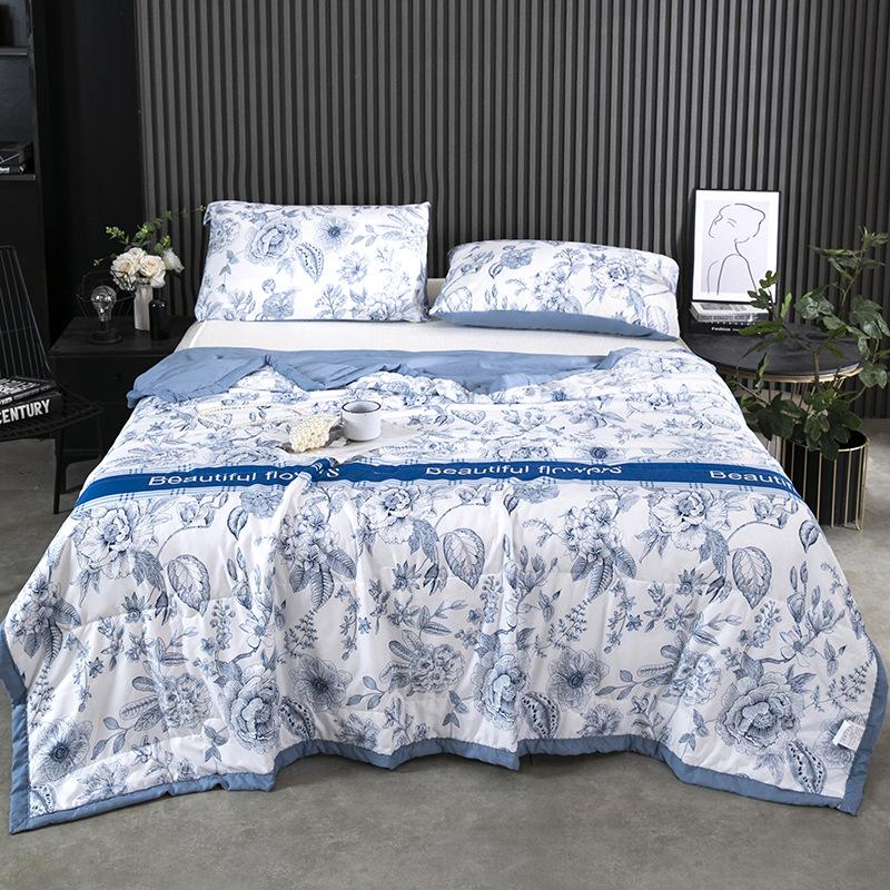 Daisy Printed Quilted Summer Quilt Single Quilt Cool Feeling Summer Quilt Queen Smooth Ice Silk Cooling Blanket Summer Comforter