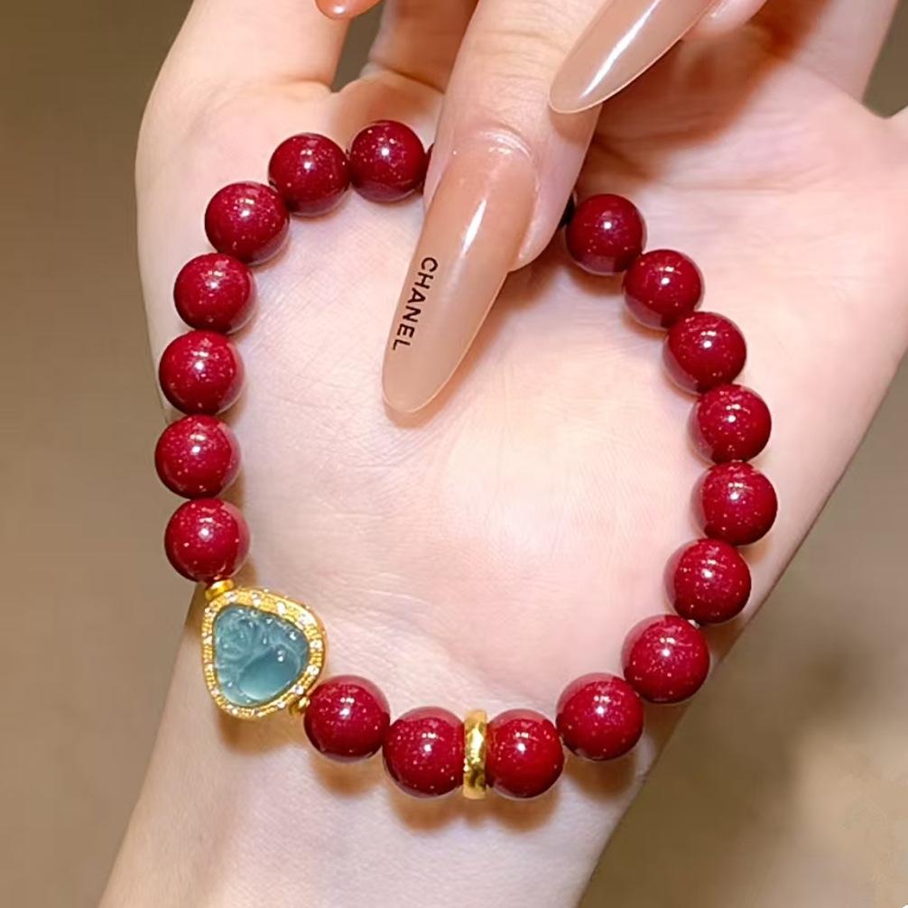 

JYL TS Bracelet Love Pink Design Attracts Romance And Affection Cinnabar【Blue Buddha】Bracelet россо corsa