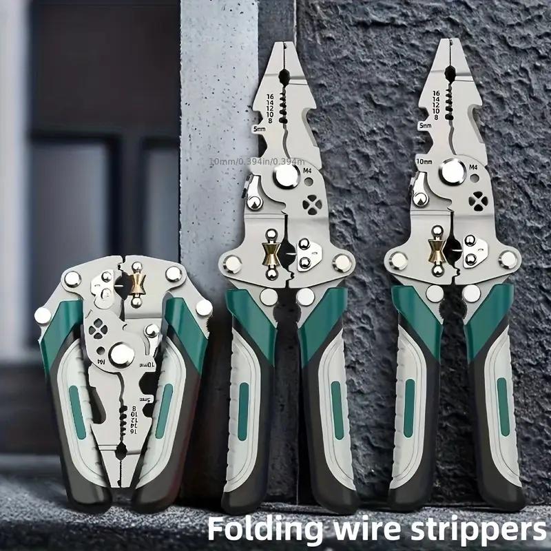 Multifunctional Wire Stripping Pliers Foldable Design Suitable for Electrical Water Pipe Crimping Cutting Twisting Metal Tools
