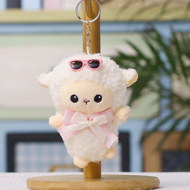 Plush Sheep Keychain With Cartoon Sunglasses And Gift For Kids