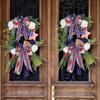 American Independence Day Simulation Wreath Door Hanging Holiday Window Decoration Bow Knot Rattan Circle Pendant