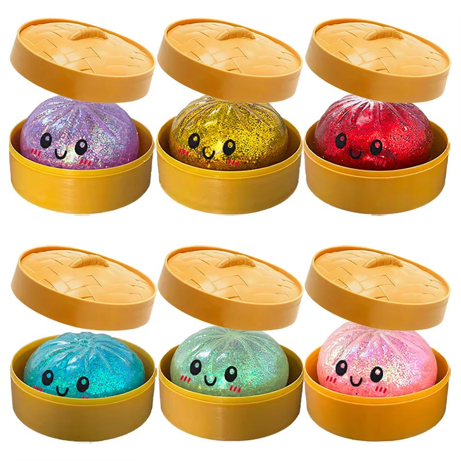 Glitter Dumpling Sequin Dumplings Squishies Squishy With Box Dumplings Sensory Squeeze Toy For Stress Relief