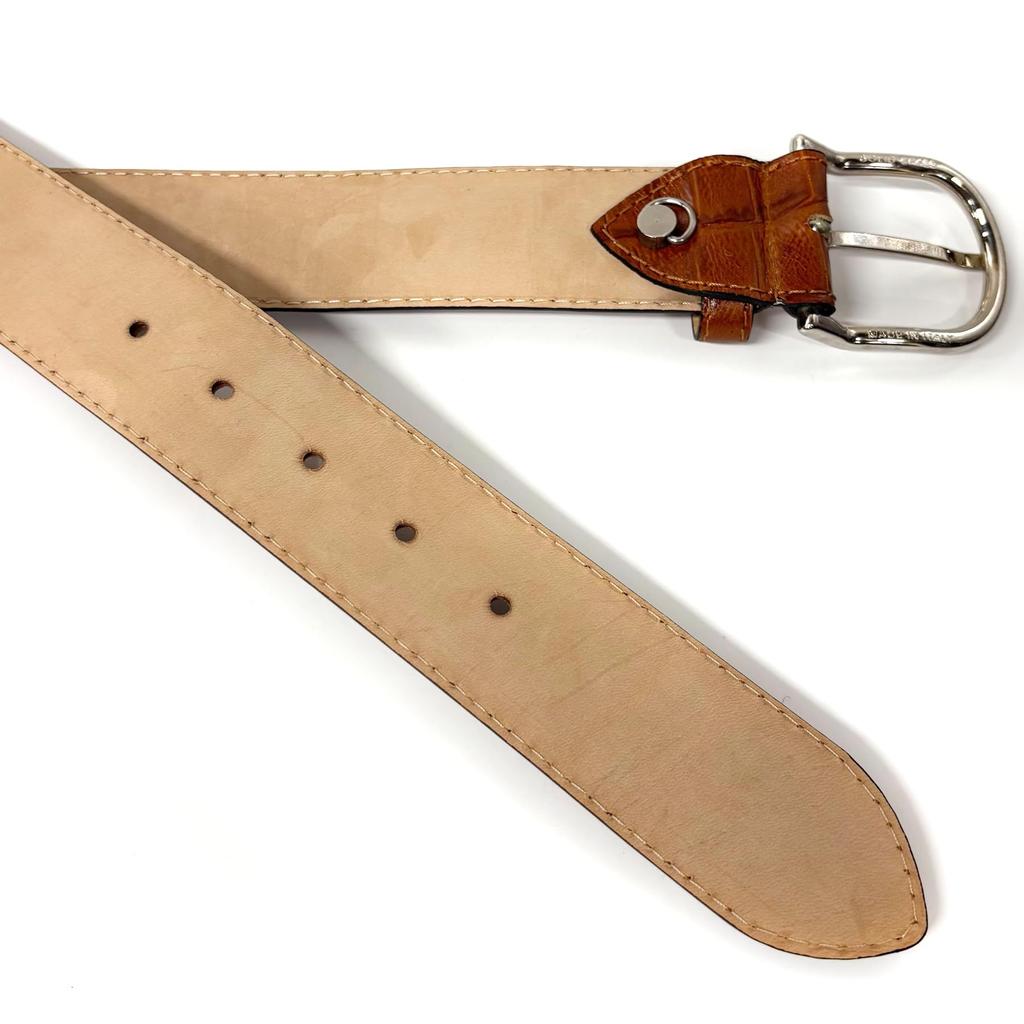 [FashionBerry] Camel Italian Leather Belt, Crocodile Embossed Leather, Men's & Women's, Italian Leather Belt, Business, Formal, Brand, Handmade,