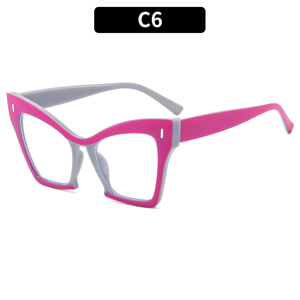 Trendy purple anti blue light oversized reading glasses women fashion clear cat eye square eyeglasses frames