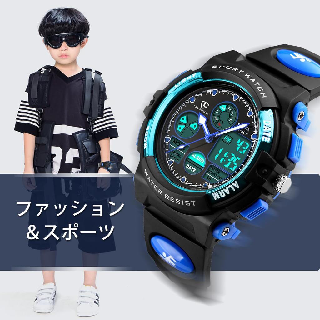 Sports Waterproof Outdoor Watch with Dual LED Analog Digital Watch for Boys and Girls Boys' Watch, Multi-Function Alarm, Date/Day Display, Time,