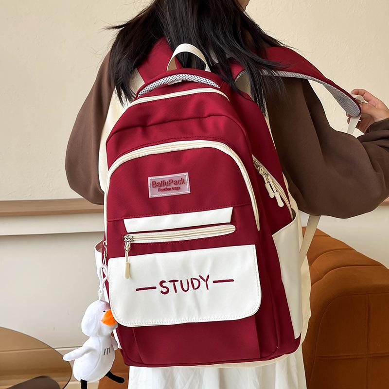 School Bag Elementary School Girl Burgundy Junior High School Backpack High School Student College Student Backpack