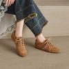 Krazing Pot Nubuck Round Toe Increased Lace Up Spring Autumn Shoes Big Size 41 Lace Up Women Leisure Shoes