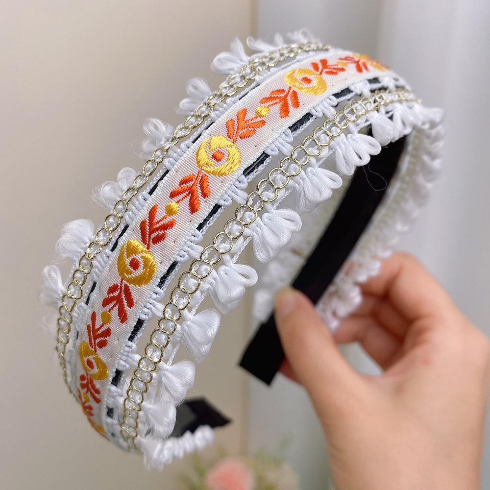 1pc Women's Colorful Boho Style Floral Embroidered Headband, Cute For Daily Use,Hairband,Hair Hoop Headbands