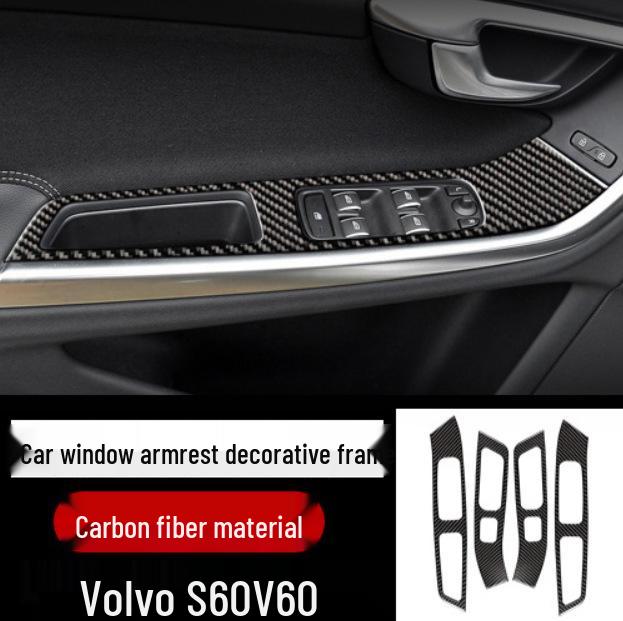 Interiérové obložení z uhlíkových vláken pro Volvo S60L/V60: Nálepky řadicí páky, stahování oken a výdechu vzduchu