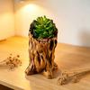 Flowerpot Hand-Painted Imitation Old Tree Stump Shape Outdoor Garden Planter Cement Texture Weatherproof Plant Container